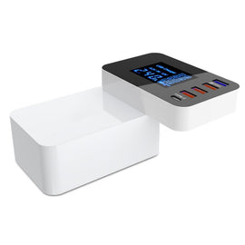 CDA33Q 40W QC 3.0 USB + 3 USB Ports + USB-C / Type-C Ports Multi-function Charger with LED Display, EU Plug