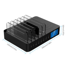Load image into Gallery viewer, 50W 6 USB Ports + 2 USB-C / Type-C Ports + Wireless Charging Multi-function Charger with LED Display &amp; Detachable Bezel, EU Plug, EU Plug