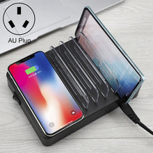 Load image into Gallery viewer, 50W 6 USB Ports + 2 USB-C / Type-C Ports + Wireless Charging Multi-function Charger with LED Display &amp; Detachable Bezel, AU Plug, AU Plug