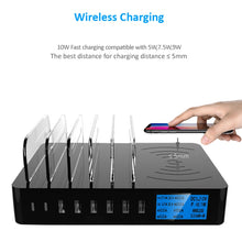 Load image into Gallery viewer, 50W 6 USB Ports + 2 USB-C / Type-C Ports + Wireless Charging Multi-function Charger with LED Display &amp; Detachable Bezel, AU Plug, AU Plug
