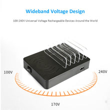 Load image into Gallery viewer, 50W 6 USB Ports + 2 USB-C / Type-C Ports + Wireless Charging Multi-function Charger with LED Display &amp; Detachable Bezel, AU Plug, AU Plug