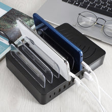 Load image into Gallery viewer, 50W 6 USB Ports + 2 USB-C / Type-C Ports + Wireless Charging Multi-function Charger with LED Display &amp; Detachable Bezel, US Plug, US Plug