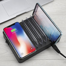 Load image into Gallery viewer, 50W 6 USB Ports + 2 USB-C / Type-C Ports + Wireless Charging Multi-function Charger with LED Display &amp; Detachable Bezel, US Plug, US Plug