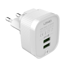 Load image into Gallery viewer, LDNIO A201 2.4A Dual USB Charging Head Travel Direct Charge Mobile Phone Adapter Charger With Micro USB Data Cable, Micro USB
