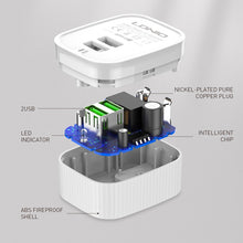 Load image into Gallery viewer, LDNIO A201 2.4A Dual USB Charging Head Travel Direct Charge Mobile Phone Adapter Charger With Micro USB Data Cable, Micro USB