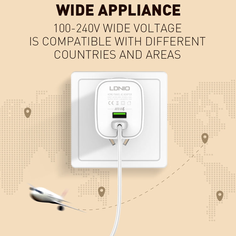 LDNIO A201 2.4A Dual USB Charging Head Travel Direct Charge Mobile Phone Adapter Charger With Micro USB Data Cable, Micro USB