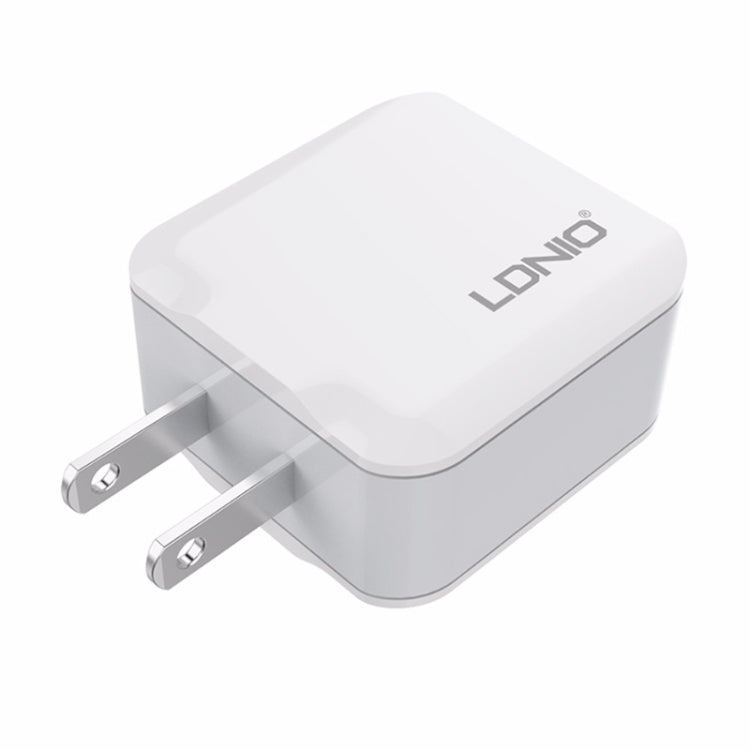 LDNIO A2201 2.4A Dual USB Charging Head Travel Direct Charge Mobile Phone Adapter Charger With 8 Pin Data Cable
