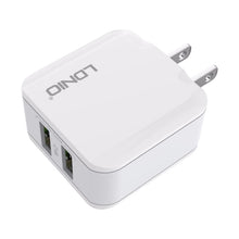 Load image into Gallery viewer, LDNIO A2201 2.4A Dual USB Charging Head Travel Direct Charge Mobile Phone Adapter Charger With 8 Pin Data Cable