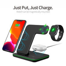 Load image into Gallery viewer, Z5A QI Vertical Magnetic Wireless Charger for Mobile Phones &amp; Apple Watches &amp; AirPods / Samsung Galaxy Buds / Huawei Free Buds, with Touch Ring Light