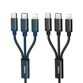 REMAX RC-131TH 1m 2.8A 3 in 1 USB to 8 Pin & USB-C / Type-C & Micro USB Charging Cable
