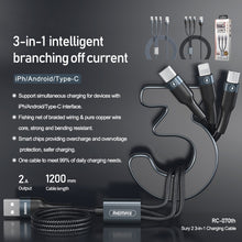 Load image into Gallery viewer, REMAX RC-070TH 1.2m 2A 3 in 1 USB to 8 Pin &amp; USB-C / Type-C &amp; Micro USB Charging Cable