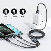 Load image into Gallery viewer, REMAX RC-070TH 1.2m 2A 3 in 1 USB to 8 Pin &amp; USB-C / Type-C &amp; Micro USB Charging Cable