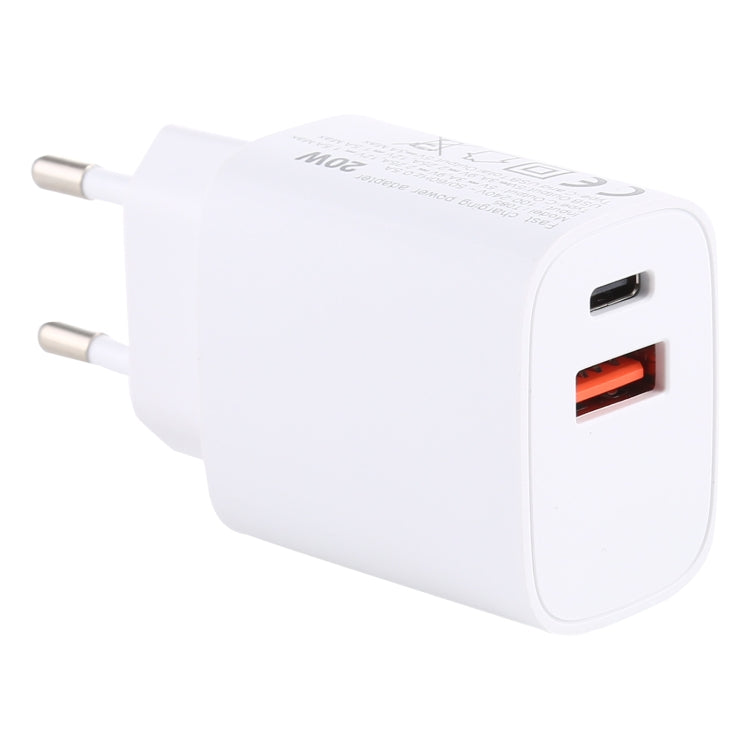 T085 20W USB + Type-C Fast Charging Travel Power Adapter, EU Plug