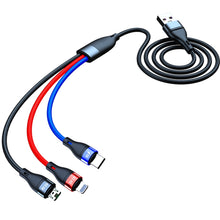 Load image into Gallery viewer, 40W 5A USB to Micro USB + USB-C / Type-C + 8 Pin Fast Charging Data Cable, Cable Length: 1.2m
