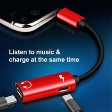 Load image into Gallery viewer, 2 in 1 8 Pin Male to Dual 8 Pin Female Charging and Listening to Music Audio Earphone Adapter, Compatible with All IOS Systems
