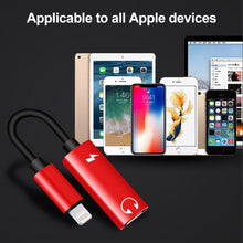 Load image into Gallery viewer, 2 in 1 8 Pin Male to Dual 8 Pin Female Charging and Listening to Music Audio Earphone Adapter, Compatible with All IOS Systems