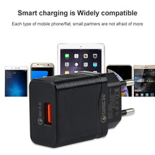 Load image into Gallery viewer, LZ-728 2 in 1 18W QC 3.0 USB Interface Travel Charger + USB to 8 Pin Data Cable Set, EU Plug, Cable Length: 1m