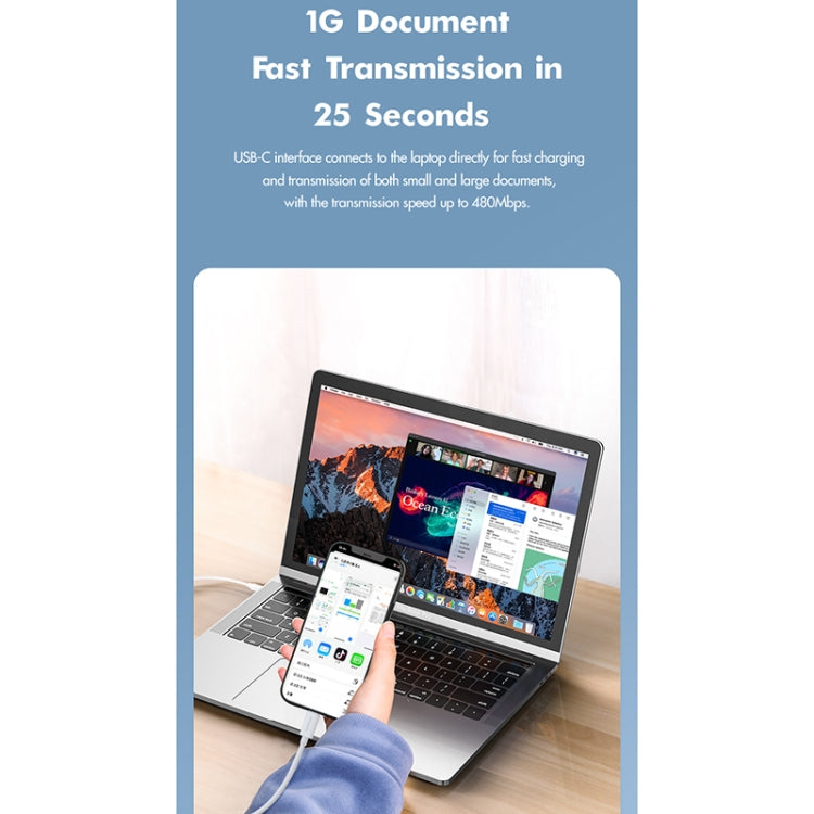 ROCK Space Z19 PD  20W 3A USB-C / Type-C to 8 Pin Fast Charging TPE Data Cable, Cable Length: 1m