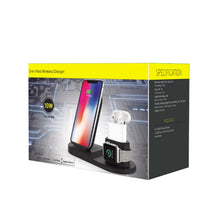 Load image into Gallery viewer, OJD-45 3 in 1 QI 10W Mobile Phone + Watch + 8 Pin Earphone Charging Port Multi-function Wireless Charger for Mobile Phones &amp; Watches &amp; AirPods 2