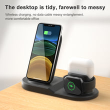 Load image into Gallery viewer, OJD-45 3 in 1 QI 10W Mobile Phone + Watch + 8 Pin Earphone Charging Port Multi-function Wireless Charger for Mobile Phones &amp; Watches &amp; AirPods 2