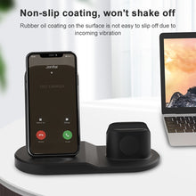 Load image into Gallery viewer, OJD-45 3 in 1 QI 10W Mobile Phone + Watch + 8 Pin Earphone Charging Port Multi-function Wireless Charger for Mobile Phones &amp; Watches &amp; AirPods 2