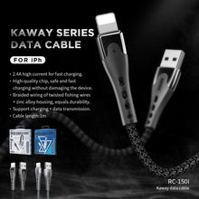 Load image into Gallery viewer, REMAX RC-150i KAWAY Series 1m 2.4A USB to 8 Pin Aluminum Alloy Braid Fast Charging Data Cable