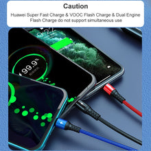 Load image into Gallery viewer, K061 1.2m 5A 3 in 1 USB to 8 Pin + USB-C / Type-C + Micro USB Round Fast Charging Data Cable