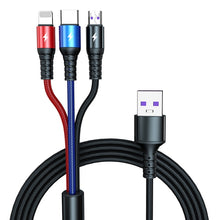 Load image into Gallery viewer, K061 1.2m 5A 3 in 1 USB to 8 Pin + USB-C / Type-C + Micro USB Round Fast Charging Data Cable