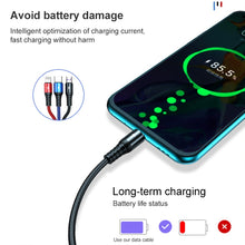 Load image into Gallery viewer, K061 1.2m 5A 3 in 1 USB to 8 Pin + USB-C / Type-C + Micro USB Round Fast Charging Data Cable