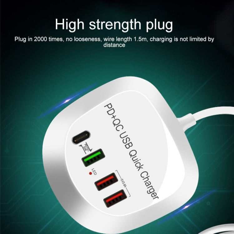 WLX-T3P 4 In 1 PD + QC Multi-function Smart Fast Charging USB Charger, WLX-T3P US Plug, WLX-T3P AU Plug, WLX-T3P EU Plug, WLX-T3P UK Plug