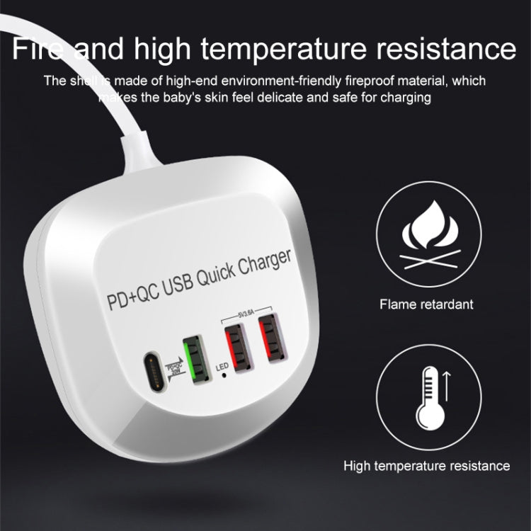 WLX-T3P 4 In 1 PD + QC Multi-function Smart Fast Charging USB Charger, WLX-T3P US Plug, WLX-T3P AU Plug, WLX-T3P EU Plug, WLX-T3P UK Plug