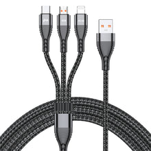 Load image into Gallery viewer, ADC-138 66W 3 in 1 USB to 8 Pin + Micro USB + USB-C / Type-C Fast Charging Braided Data Cable, Cable Length: 1.2m