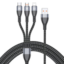 Load image into Gallery viewer, ADC-138 66W 3 in 1 USB to 8 Pin + Micro USB + USB-C / Type-C Fast Charging Braided Data Cable, Cable Length: 1.2m