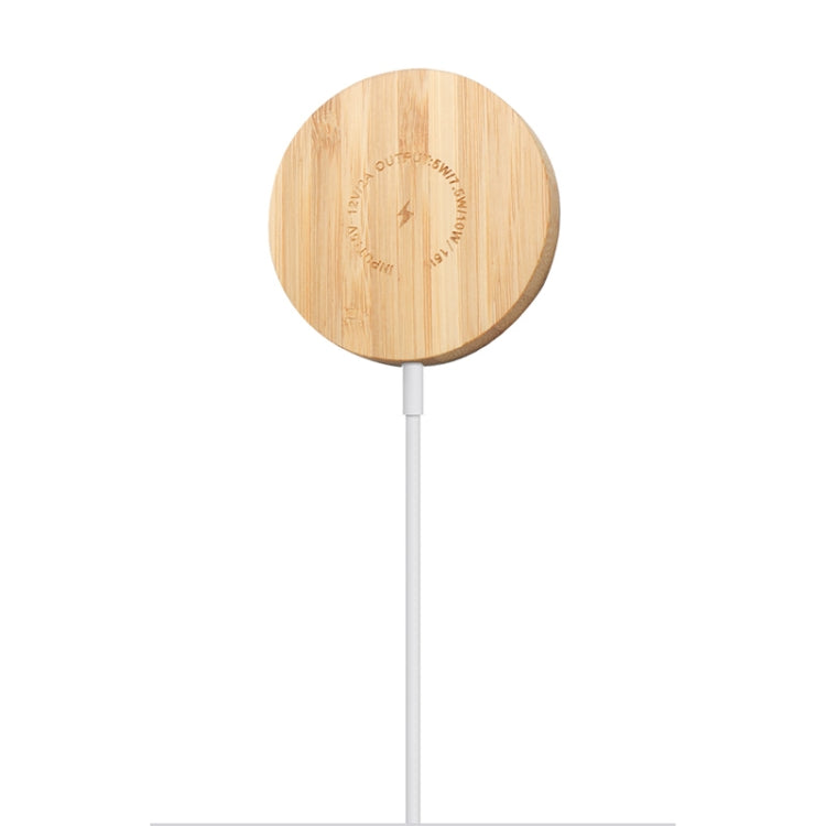 JYD01 15W Magsafe Round Bamboo Wood Magnetic Wireless Charger