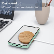 Load image into Gallery viewer, JYD01 15W Magsafe Round Bamboo Wood Magnetic Wireless Charger