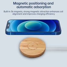 Load image into Gallery viewer, JYD01 15W Magsafe Round Bamboo Wood Magnetic Wireless Charger