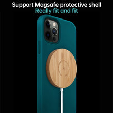 Load image into Gallery viewer, JYD01 15W Magsafe Round Bamboo Wood Magnetic Wireless Charger