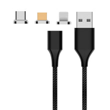 Load image into Gallery viewer, M11 3 in 1 5A USB to 8 Pin + Micro USB + USB-C / Type-C Nylon Braided Magnetic Data Cable, Cable Length: 2m, 8 Pin + Micro USB + USB-C / Type-C