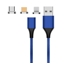 Load image into Gallery viewer, M11 3 in 1 5A USB to 8 Pin + Micro USB + USB-C / Type-C Nylon Braided Magnetic Data Cable, Cable Length: 2m, 8 Pin + Micro USB + USB-C / Type-C