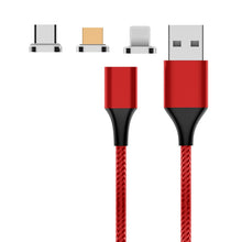 Load image into Gallery viewer, M11 3 in 1 5A USB to 8 Pin + Micro USB + USB-C / Type-C Nylon Braided Magnetic Data Cable, Cable Length: 2m, 8 Pin + Micro USB + USB-C / Type-C