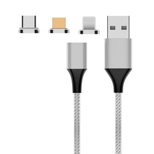 Load image into Gallery viewer, M11 3 in 1 5A USB to 8 Pin + Micro USB + USB-C / Type-C Nylon Braided Magnetic Data Cable, Cable Length: 2m, 8 Pin + Micro USB + USB-C / Type-C