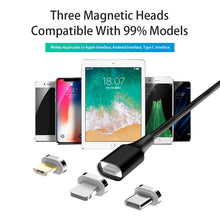 Load image into Gallery viewer, M11 3 in 1 5A USB to 8 Pin + Micro USB + USB-C / Type-C Nylon Braided Magnetic Data Cable, Cable Length: 2m, 8 Pin + Micro USB + USB-C / Type-C