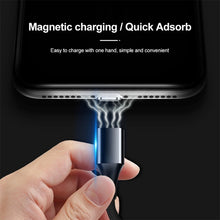 Load image into Gallery viewer, M11 3 in 1 5A USB to 8 Pin + Micro USB + USB-C / Type-C Nylon Braided Magnetic Data Cable, Cable Length: 2m, 8 Pin + Micro USB + USB-C / Type-C
