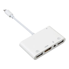 Load image into Gallery viewer, 4 in 1 8 Pin to Dual USB + 3.5mm AUX + HDMI OTG Audio Digital AV Adapter