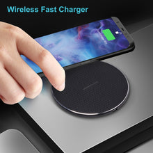 Load image into Gallery viewer, 10W QI Plaid Pattern Round Metal Wireless Charger, 10W Metal