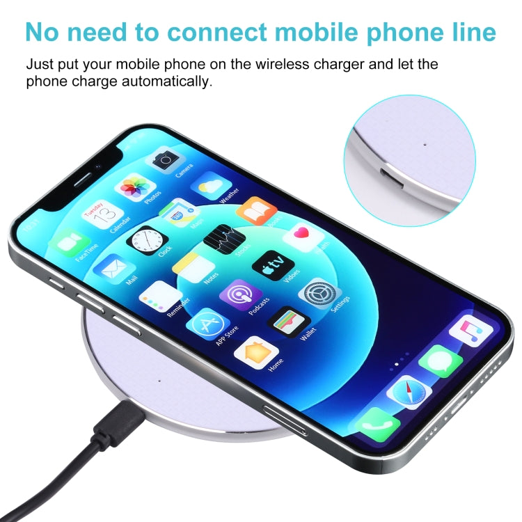 10W QI Plaid Pattern Round Metal Wireless Charger