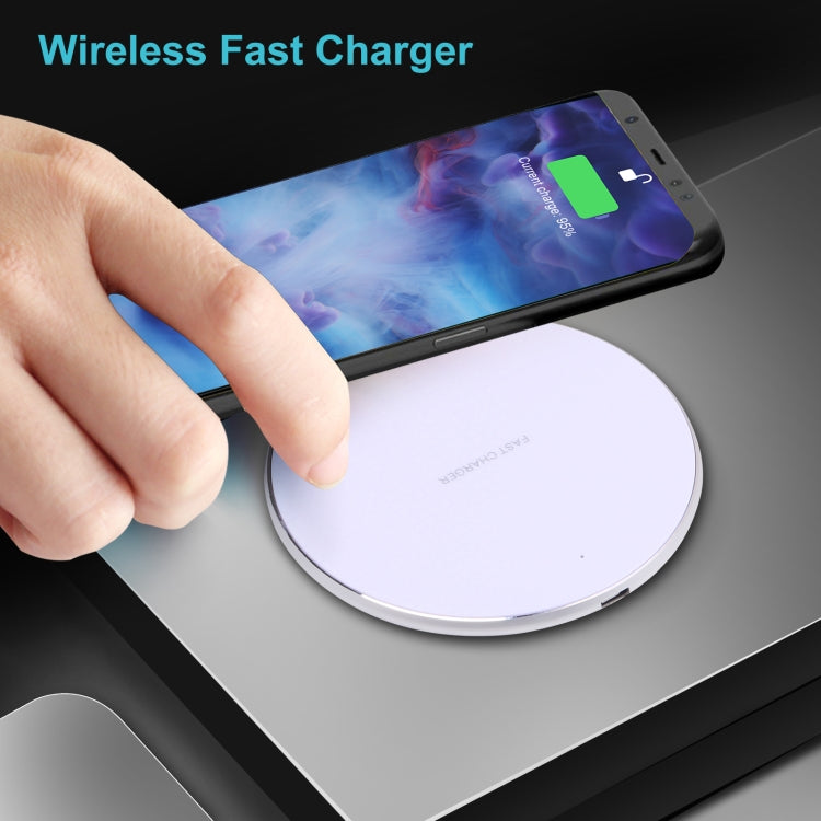 10W QI Plaid Pattern Round Metal Wireless Charger