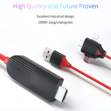 Load image into Gallery viewer, MiraScreen L7-8 3 in 1 8 Pin + Micro USB + USB-C / Type-C to HDMI Video Converter Cable, Cable Length: 2m