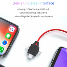 Load image into Gallery viewer, MiraScreen L7-8 3 in 1 8 Pin + Micro USB + USB-C / Type-C to HDMI Video Converter Cable, Cable Length: 2m