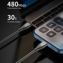 Load image into Gallery viewer, ADC-009 USB to 8 Pin Zinc Alloy Hose Fast Charging Data Cable, Cable Length: 1m